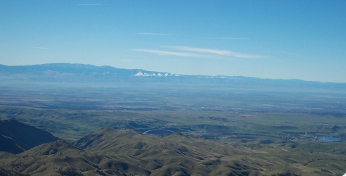 From the Foothills of East Bakersfield looking SW across the valley with a Clear Blue Sky